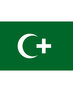 Flag: The revolution flag of Egypt from 1919. It bears a crescent and cross to demonstrate that both Muslims and Christians supported the Egyptian nationalist movement against British occupation