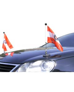 Pair  Magnetic Car Flag Pole Diplomat-1.30 Austria with coat of arms 